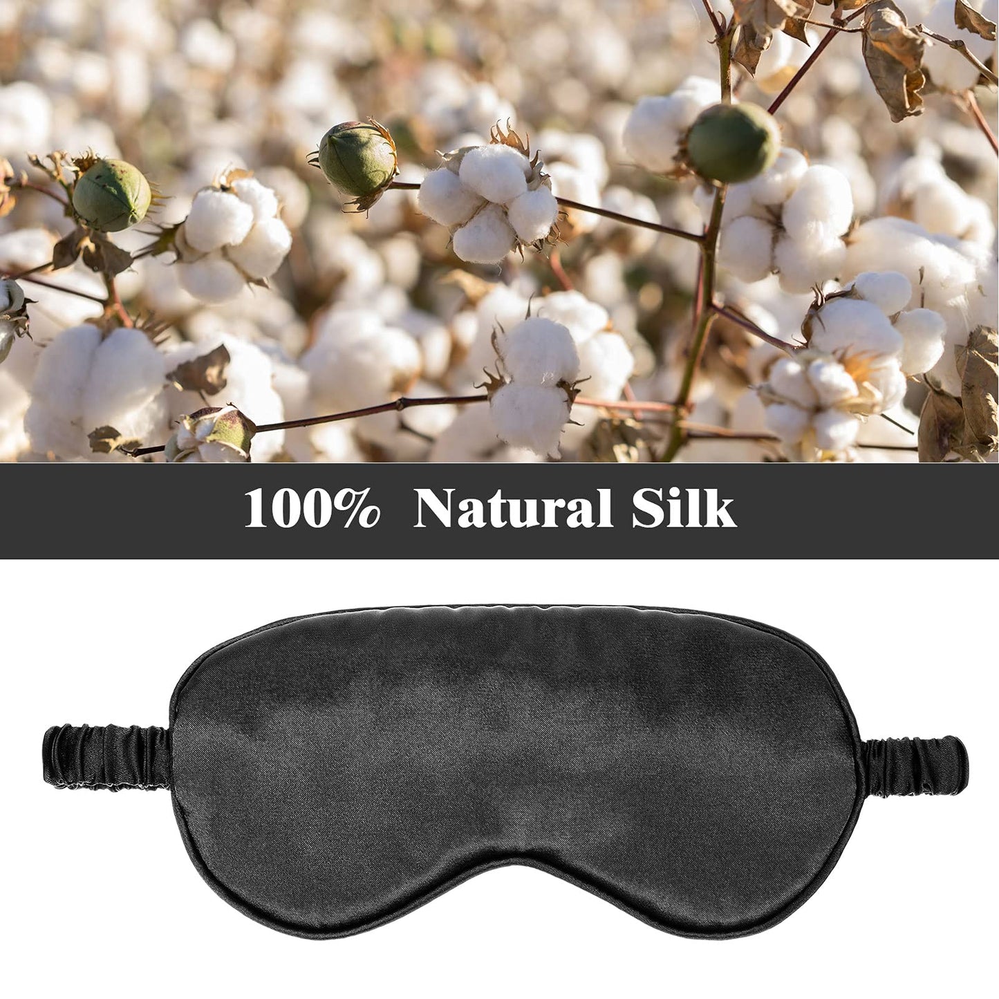 Silk Satin Sleeping Mask Eye Mask Set Include 2 Blindfold Eyeshade Elastic Strap Double Layer Silk Filling Eye Cover 2 Ear Plugs 2 Storage Bags for Women and Men Sleep Travel Nap (Black, Gray)