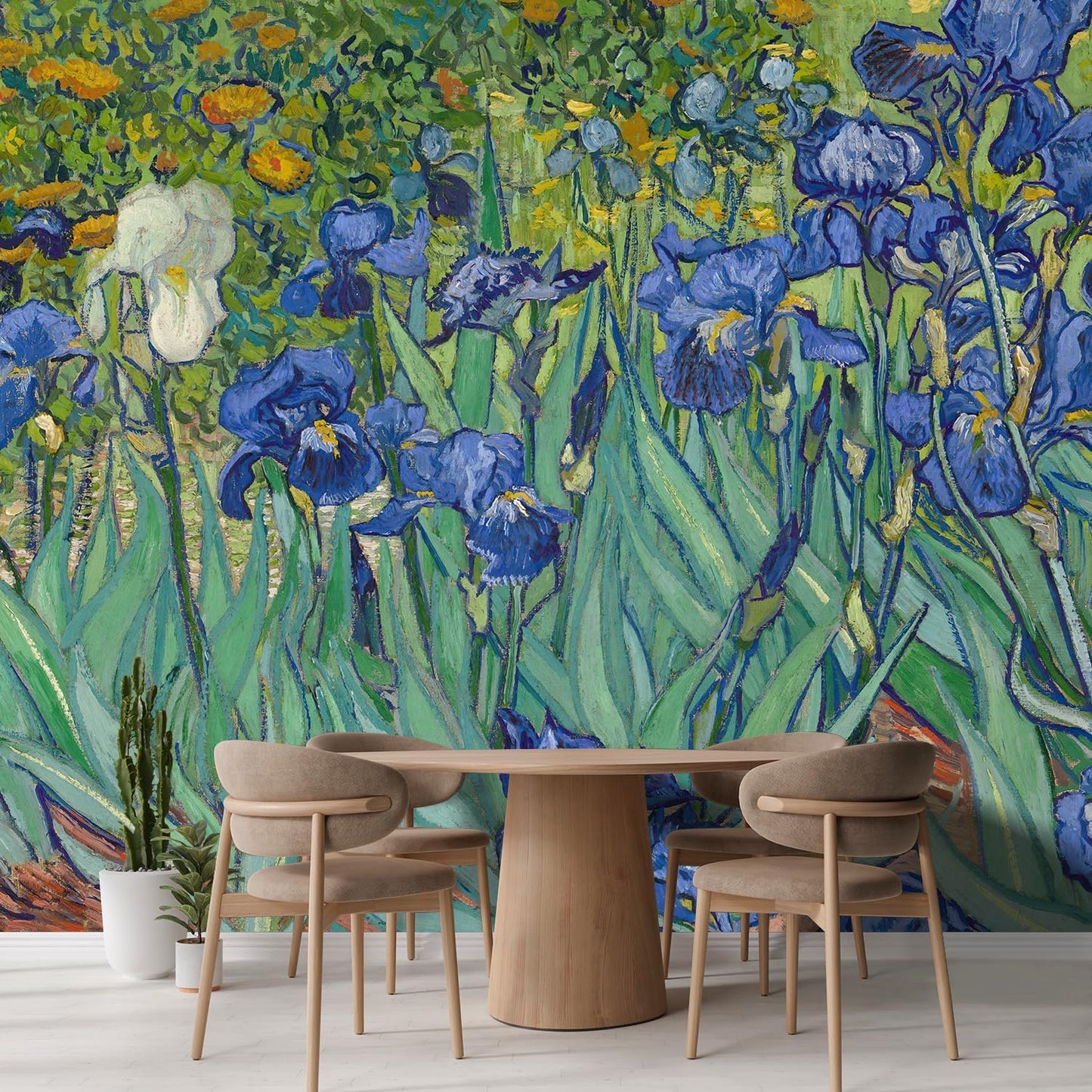 wall26 Wall Sticker/Wall Mural Irises by Vincent Van Gogh Dutch Impressionism, Not Peel and Stick, Non-Woven Wallpaper Decorative for Bedroom, Living Room, Office - 132x168 inches