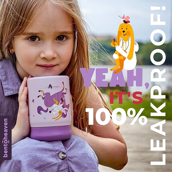 Bentoheaven Kids Food Jar (10oz) - Vacuum Insulated Food Container - Premium Double Wall Stainless Steel - Easy to Open - Keeps Soup & Food Hot/Cold - Lunch Box Thermos for Hot Food Kids (Mauve)