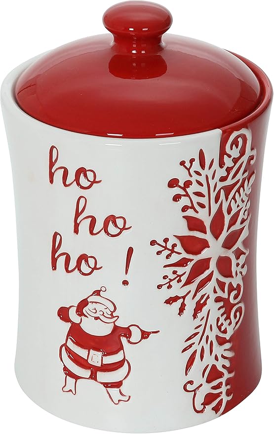 Stephanie Imports Ho Ho Ho! Christmas Themed Winter Holiday Ceramic Cookie Jar