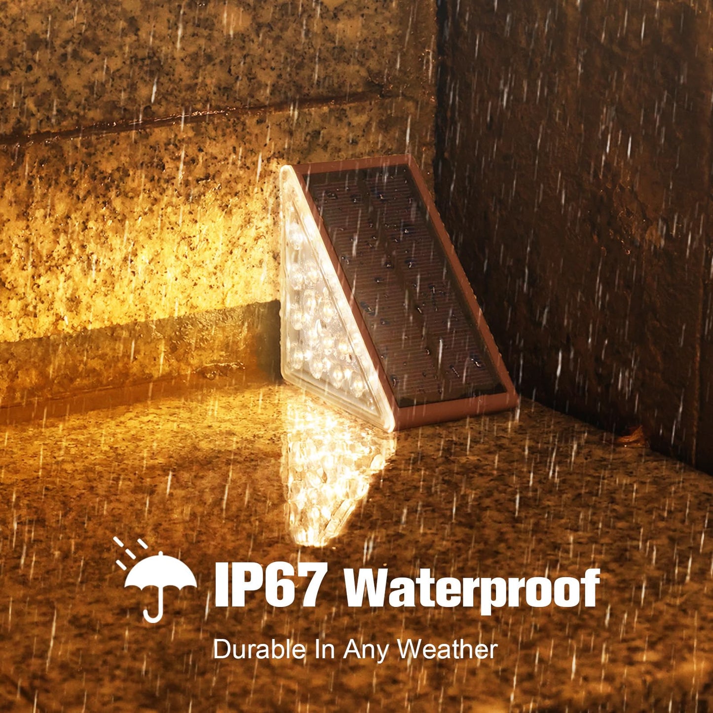 VOLISUN Solar Step Lights Outdoor Waterproof LED Stair Lights 12 Pack Brown Model 21313ZM