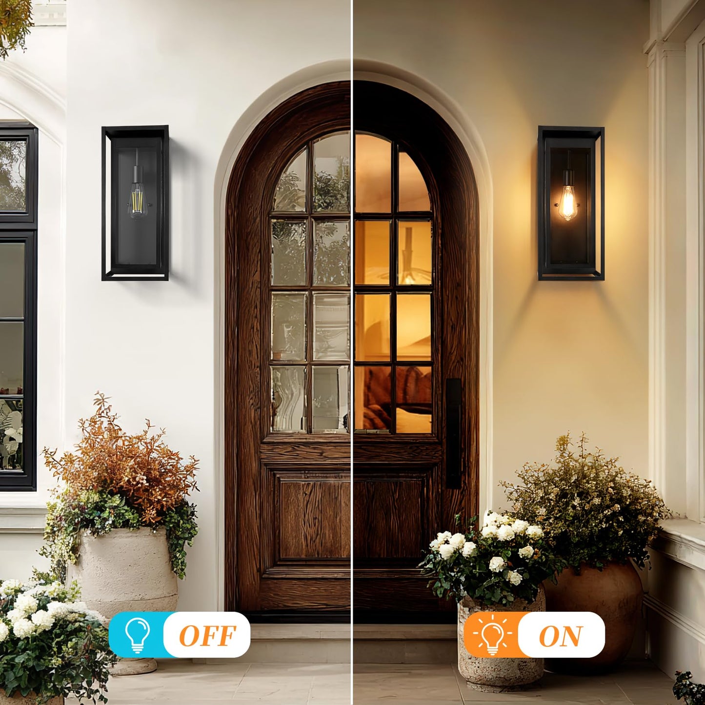Slypadan 19 Outdoor Wall Lights  2 Pack Large Size Matte Black Outdoor Sconce Lights With Clear Glass Shade  Waterproof Porch Lighting Exterior Light Fixture For Front Door  Garage
