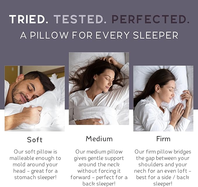 Lincove Signature 100% Natural Canadian White Down Luxury Sleeping Pillow - 800 Fill Power, 500 Thread Count Cotton Shell, Made in Canada, King - Medium, 1 Pack