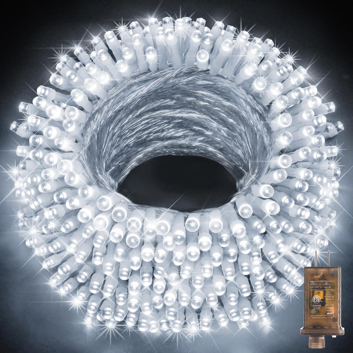 KNONEW LED String Lights 1000 Lights 403FT Waterproof Cool White 8 Modes Timer Model BG-CL3M3-306L01