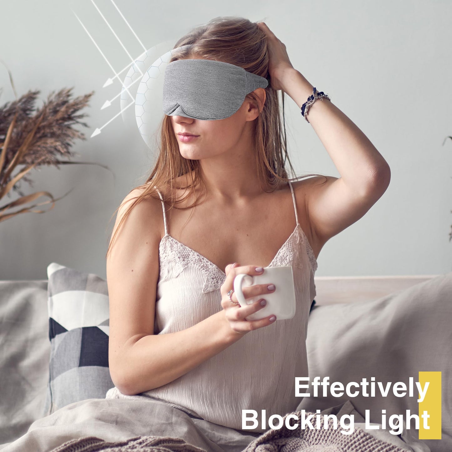 FRESHME Cotton Sleep Eye Mask - Travel Eye Mask for Sleeping Airplane Blackout Eye Covers for Long Flight Essentials Accessories, Comfortable Sleep Night Masks for Men Women Side Sleeper