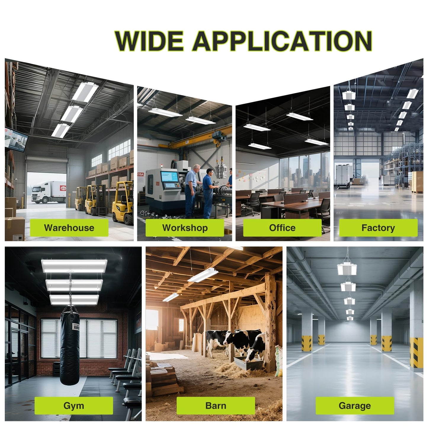 Yxl 210W 4 Pack Motion Sensor Led Linear High Bay Shop Light  Larger Central Lighting Area  45000Lm  120-277V  0-10V  5000K  Commercial Linear High Bay Led Shop Lights For Warehouse Industrial  Ul
