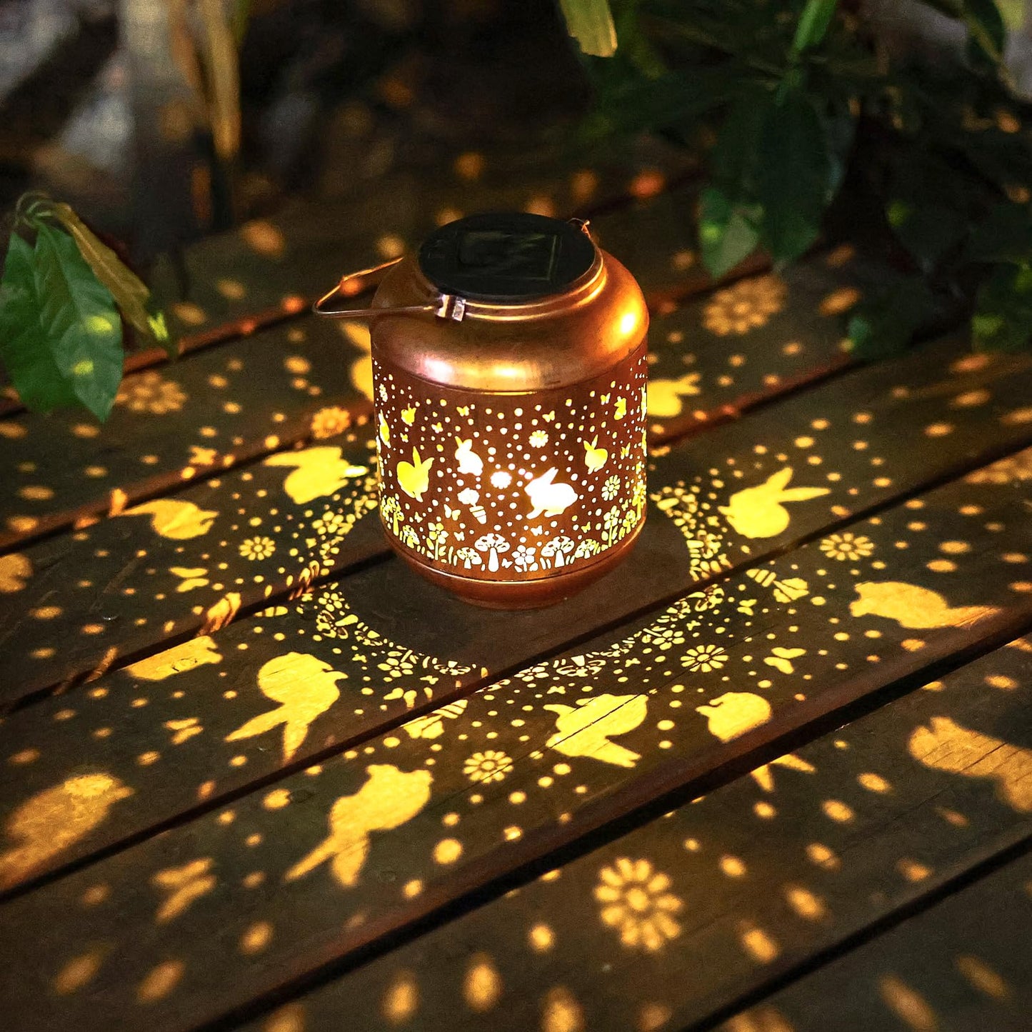 Rabbit Solar Lanterns Outdoor Waterproof Garden Decor Solar Lights Bunny Gifts For Women Mom Grandma Metal Outside Decoration Hanging Lantern For Yard Porch Patio Landscape Backyard Lawn