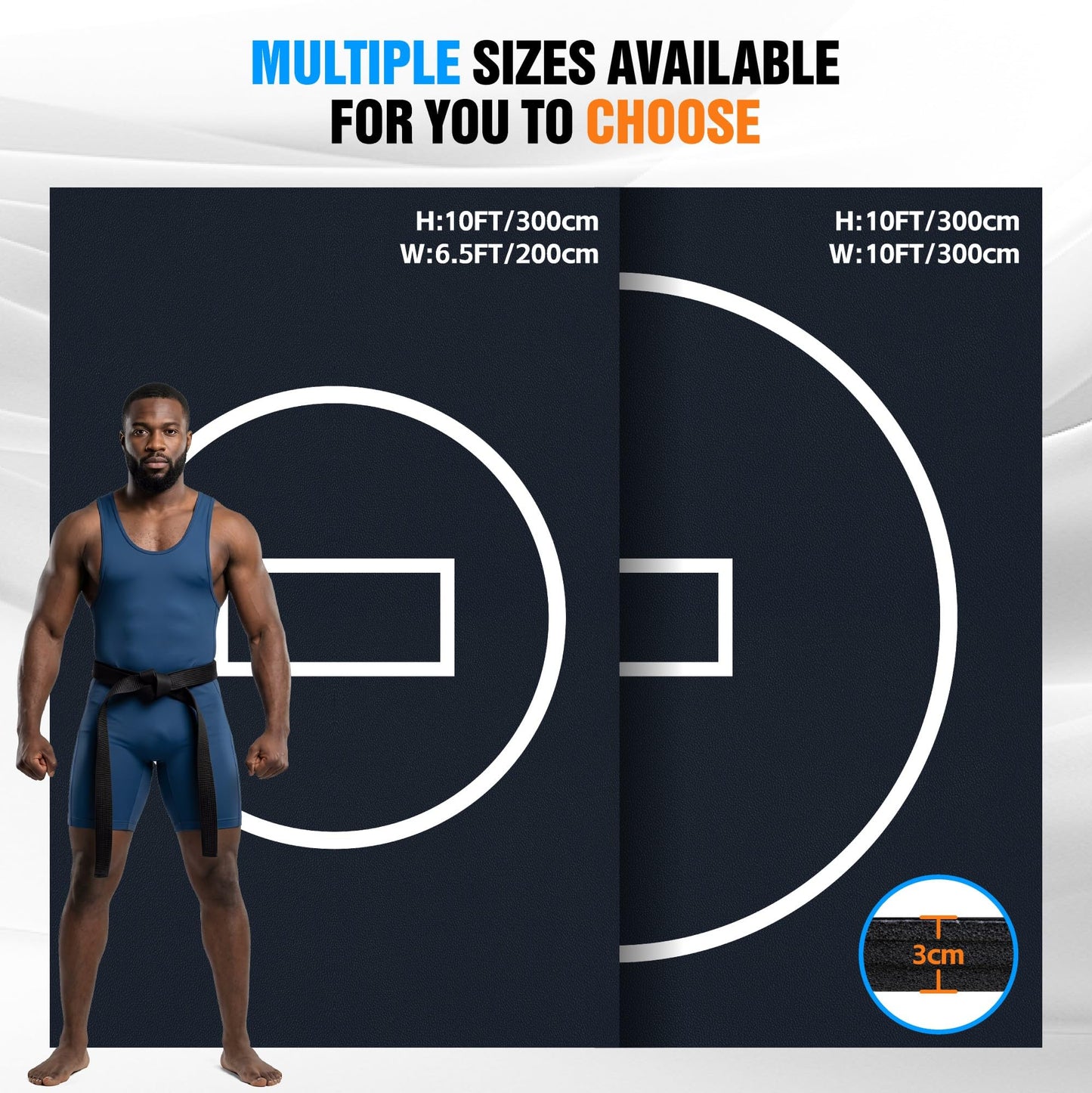 Wrestling Mat for Home Gym, BJJ Jiu Jitsu Wrestling Mats with Thick Foam Padding, Roll Out Martial Arts Training Mat for MMA, Judo, Grappling & Boxing Practice, 10' x 10' / 10' x 6.5' (10ft * 6.5ft * 1.2in)