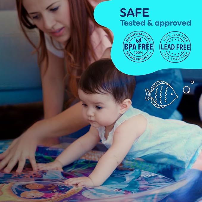 Premium Tummy Time Water Mat, Extra Large Multi-Stage Activity Center Promoting Baby Motor & Sensory Development, Inflatable Playmat Visual Stimulation Gift Infants Toddlers Boys Girls