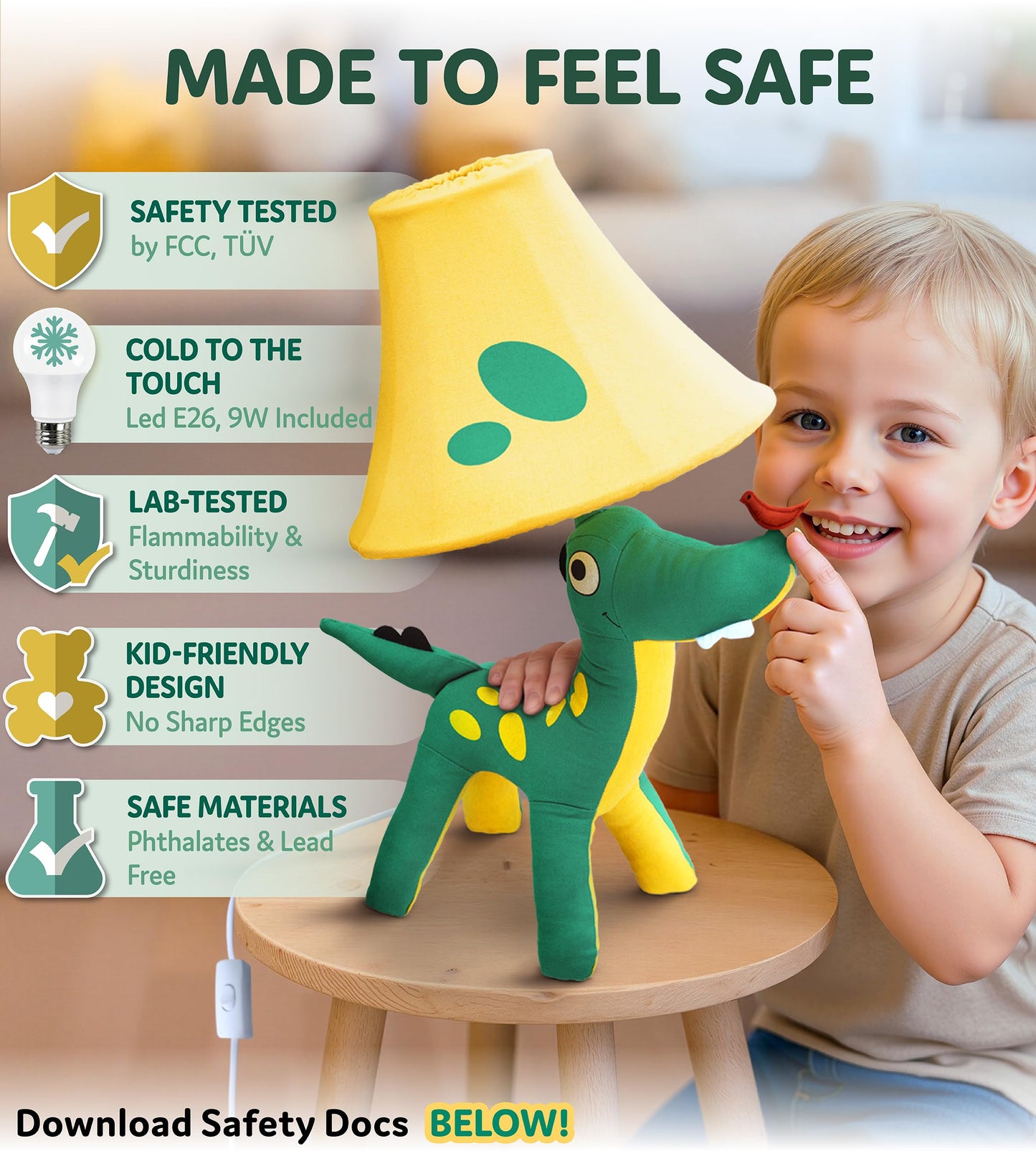 Dinosaur Kids Lamp For Boys Bedroom - 20  Boys Lamp For Kids Room - Cute Christmas Gifts  Birthday Gifts For All Ages: Toddler Girls  Children  Grandkids 3 4 5 And Up Years Old  Sister  Brother