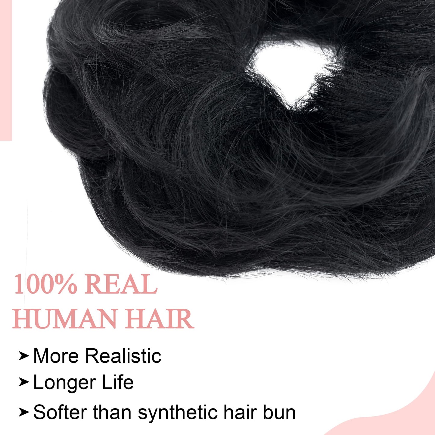 SEGO Human Hair Messy Bun Hairpieces Real Scrunchies Wavy Curly Tousled Updo Donut Chignon Ponytail Extensions for Women Girls-#