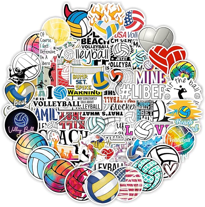 Volleyball Stickers, 100PCS Motivational Volleyball Water Bottle Stickers for Kids, Anywhere You Need Vinyl Waterproof Stuff