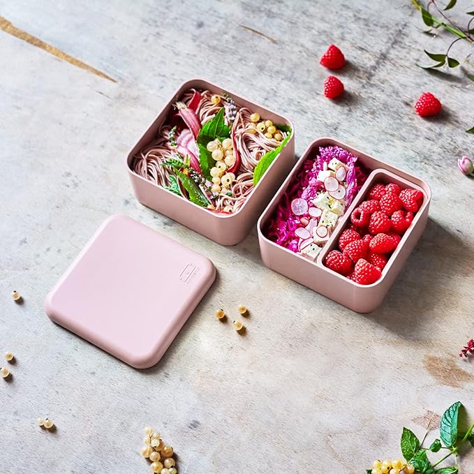 monbento - Large Bento Box MB Square Litchi with Compartments Made in France - Sustainable and Smart - Leakproof Lunch Box for Work and Meal Prep - BPA Free - Food Grade Safe - Pink