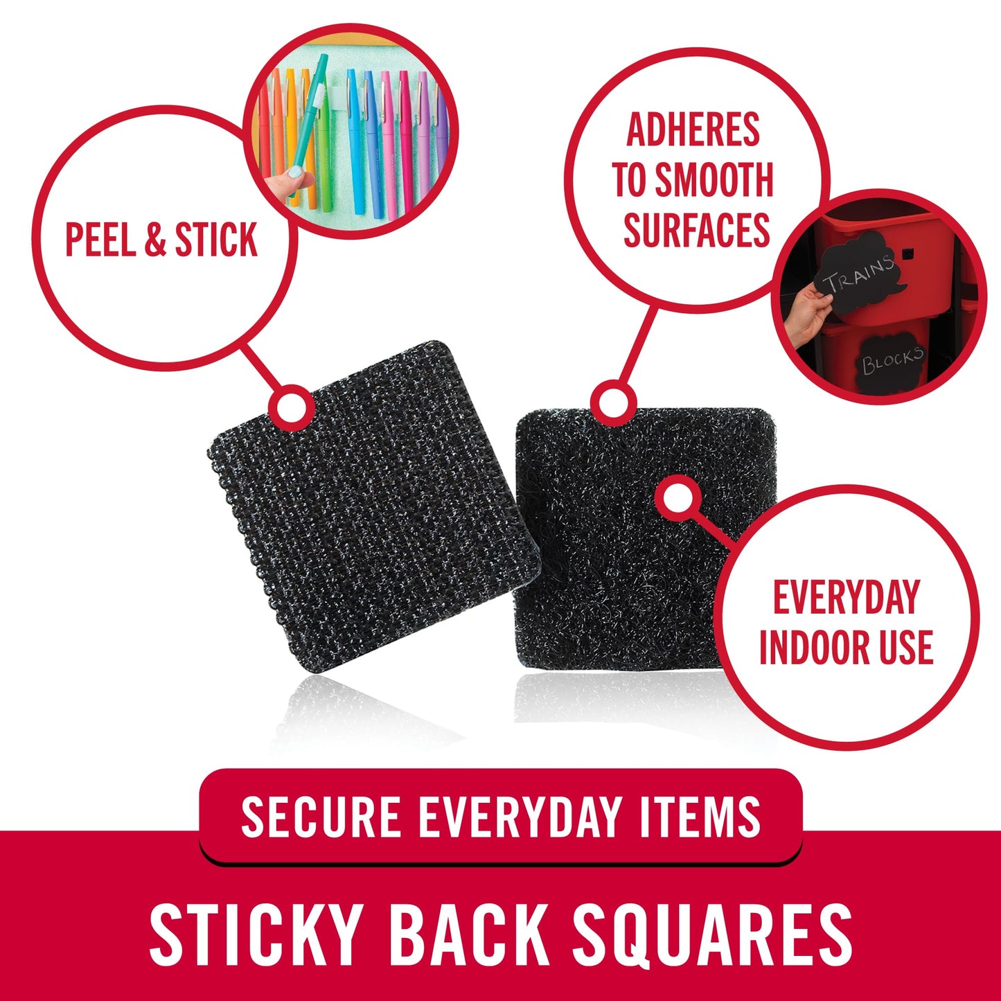 Velcro Brand Mounting Squares | Pack of 20| 7/8 Inch Black | Adhesive Sticky Back Hook and Loop Fasteners for Home, Office or Crafting | Strong Secure Hold