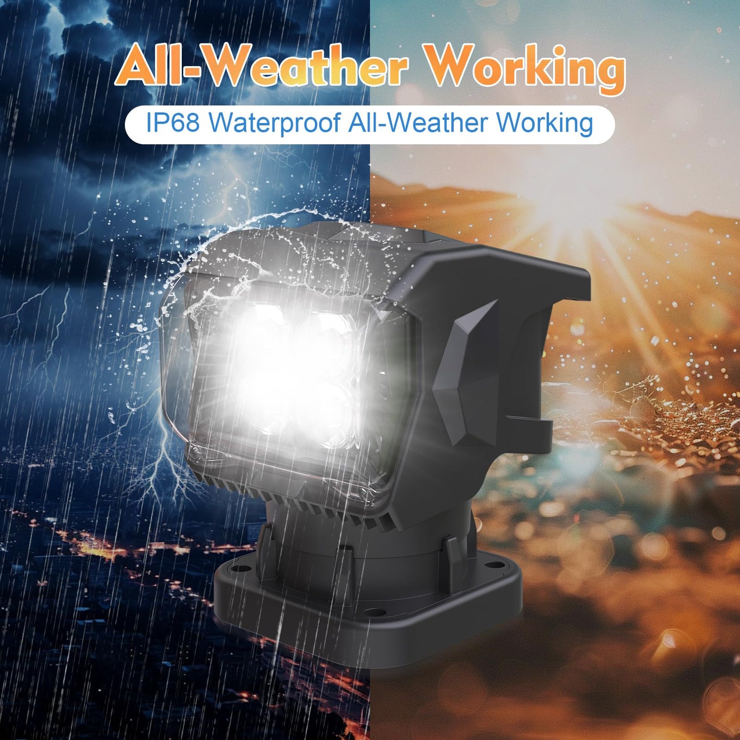 Remote Control Led Spotlight  50W Outdoor Searchlight 360Rotating Automatic Led Spotlight For Truck Boat With 5 Strong Magnets  Waterproof Go Outdoor Spot Lights For 12V/24V