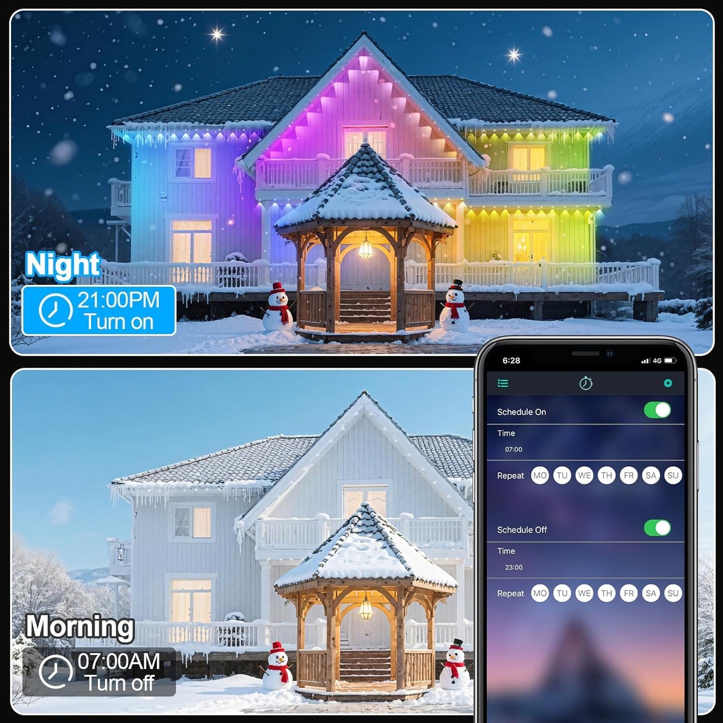 Ceteluma 200Ft Permanent Outdoor Lights For House Waterproof  Ip67 Led Eave Lights With App/Remote Control  Outdoor Permanent Led Lighting For House Roof Decor Christmas Party All Holiday And Daily
