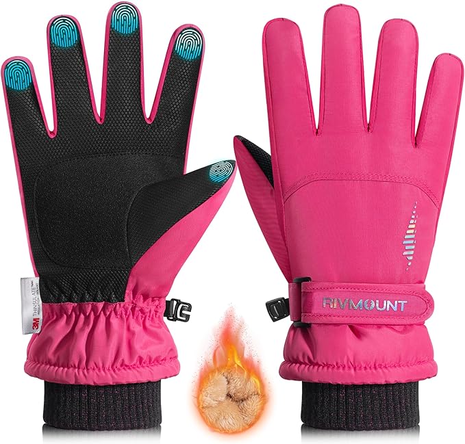 rivmount Kids 3M Winter Ski Snowboarding Snow Gloves Warm Thermal Waterproof Windproof Touchscreen for Boys Girls in Cold ...