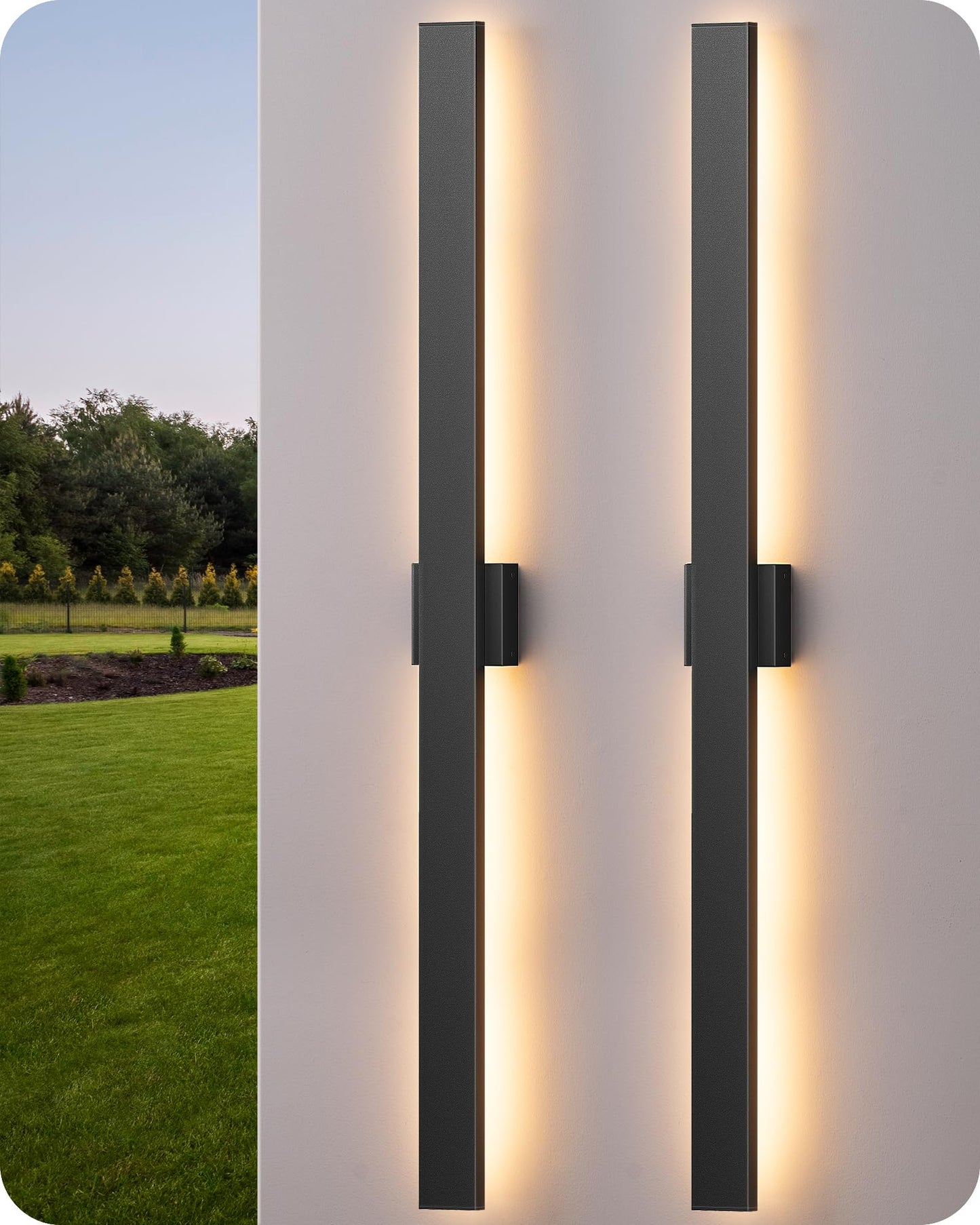 Edishine 47  Led Outdoor Wall Lights  3Cct & 10%-100% Dimmable  Ip65 Waterproof  Modern Exterior Lighting Fixtures  Linear Long Exterior Wall Light For House  Yard  2 Pack  Black