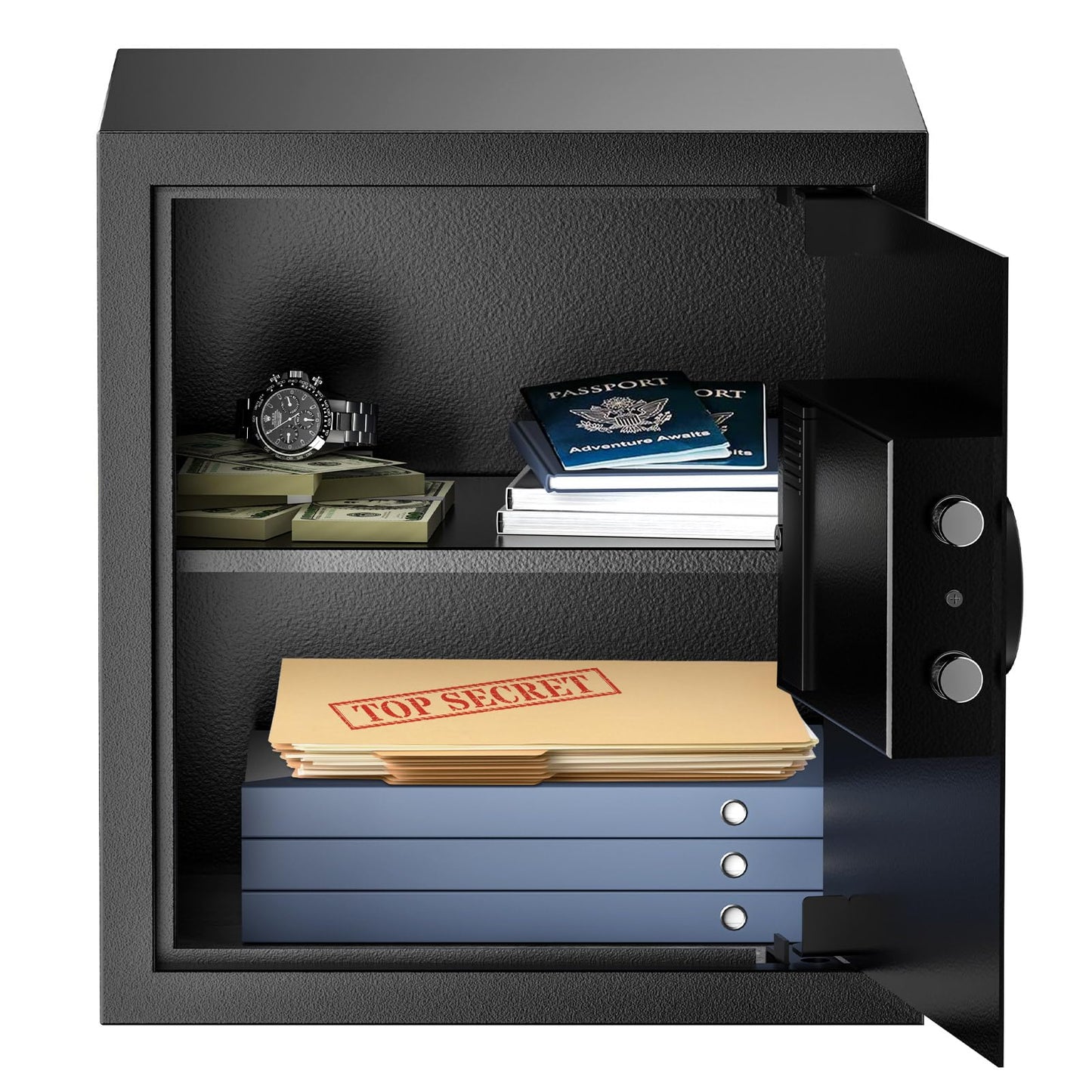 Bonsaii Steel Safe Box with Digital Keypad Lock, 1.2 Cubic Feet Security Document Safe with Removable Shelf for Home, Hotel, Office, Valuables, Money, 12.99 x 14.17 x 12.99 Inches