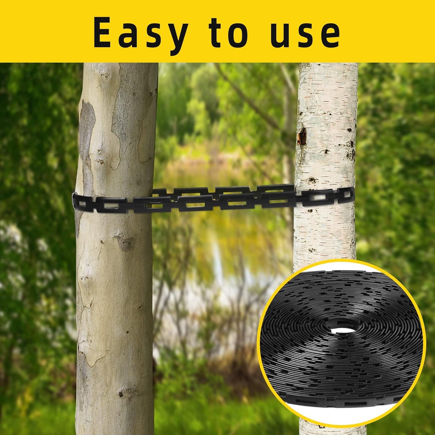 CODREE 50 FT Plastic Chain Lock Tree Tie - 1/2 Inch Wide Adjustable Tree Support Straps for Staking - Flexible Reusable Cable Plant Ties