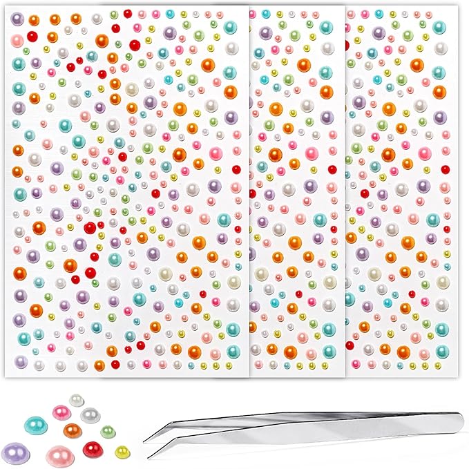 3/4/5/6MM Rhinestone Stickers for Crafts Clear Crystal Tweezers Decals Face Gems Pearls Color for Makeup Stick on Body Hair Nails Craft DIY Gems for Nails Makeup Decor 975PCS