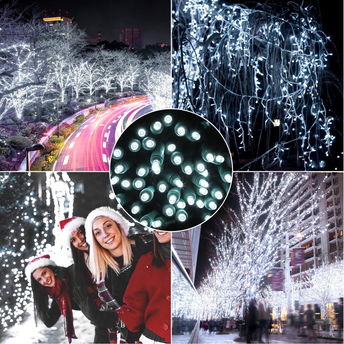 Aiddomm 50 Counts Cool White Led Christmas Lights - 25Ft 5Mm White Christmas Lights Outdoor Commercial Grade Waterproof  Indoor Christmas Tree Decorations  Green Wire Mini String Lights  Ul  Ip:65