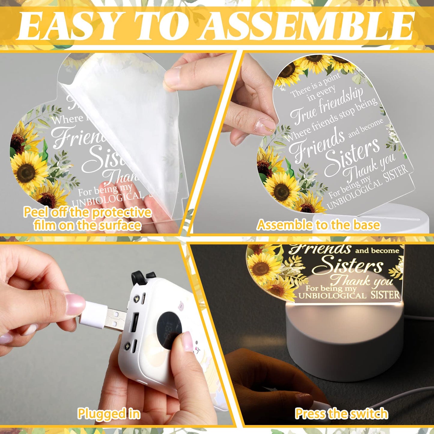 Jetec Night Light LED Lamp for Friends, Inspirational Acrylic Table Decor, Model JT-Jetec-GBTS5