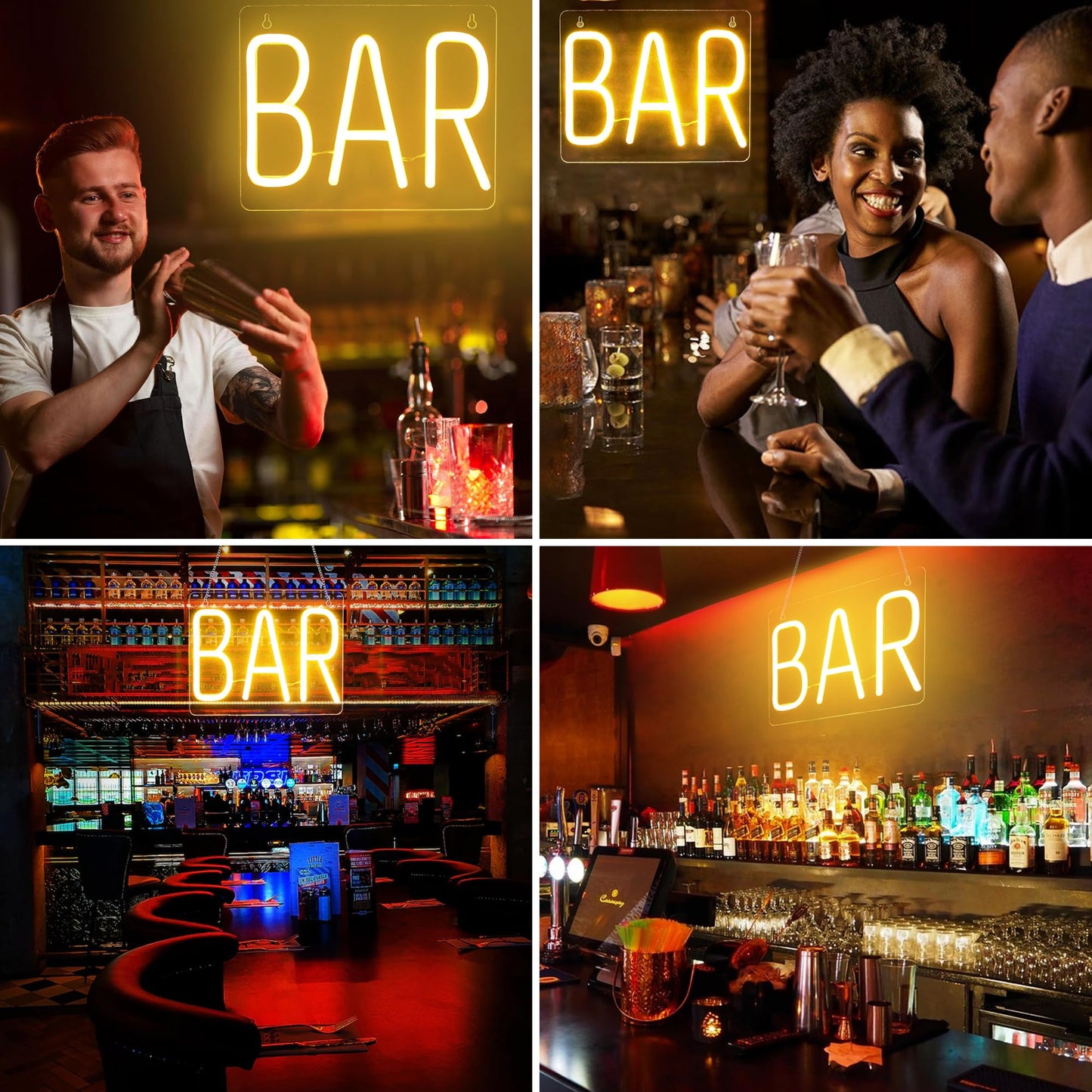 Jiuruiffc Neon Bar Sign - Usb Powered Led Wall Decor, Warm White, Model 10, Acrylic Material, Perfect For Home Bar Or Party