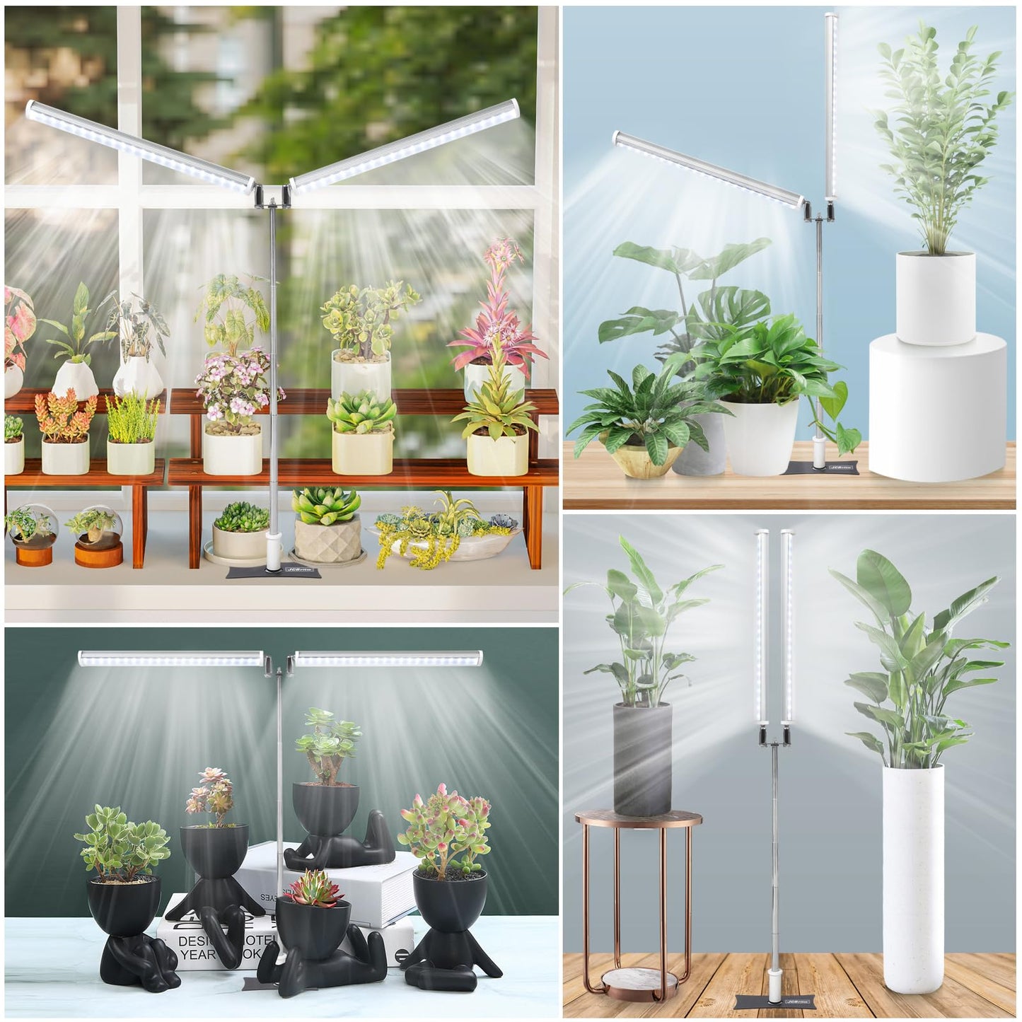 Jcbritw Standing Led Grow Light Adjustable Dual Head T12 Bar Plant Light  White 6500K Full Spectrum Plant Grow Lamp On Stand For Indoor Plants Seed Starting  Seedlings  Veg  Flower