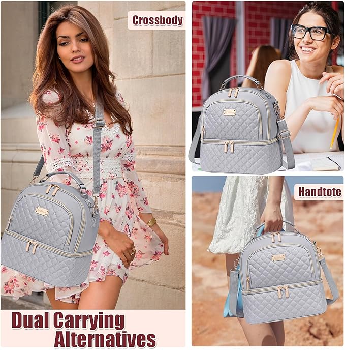 Lunch Bag - Dual Compartment Insulated Lunchbox for Men & Women - Leakproof Lunch Cooler with Adjustable Strap for Work, Picnic, Beach