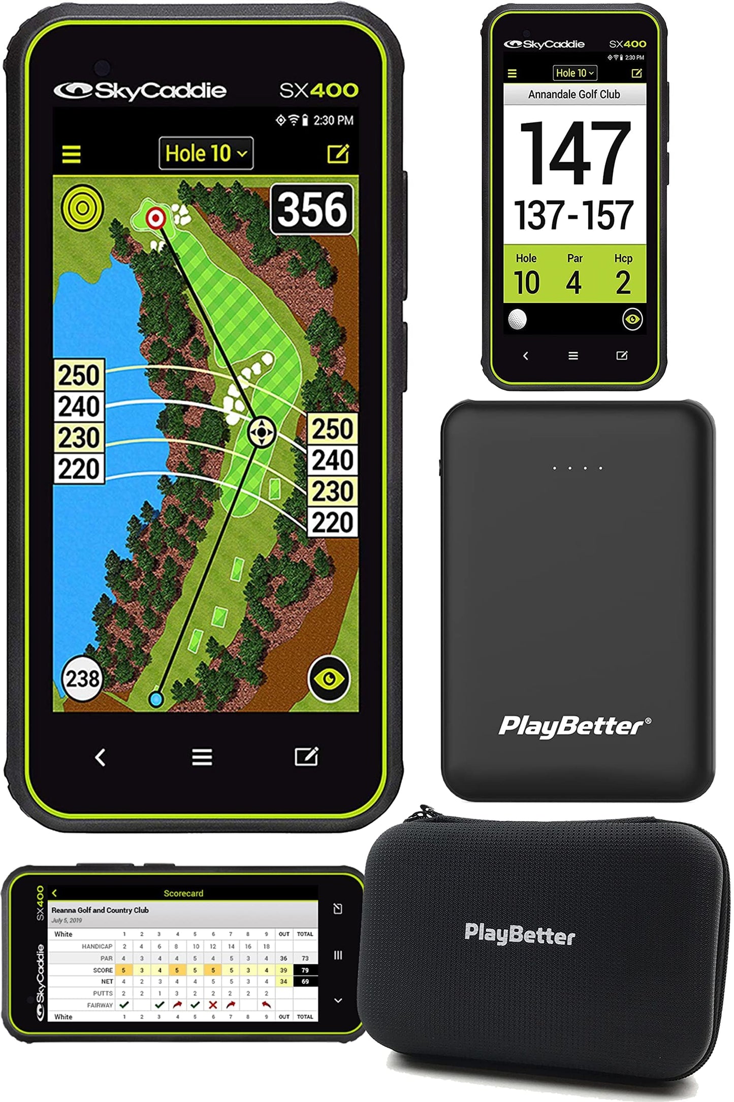 Skycaddie Pro 5X Handheld Golf Gps - Power Bundle With Playbetter Portable Charger & Protective Hard Case - Truepoint Precision