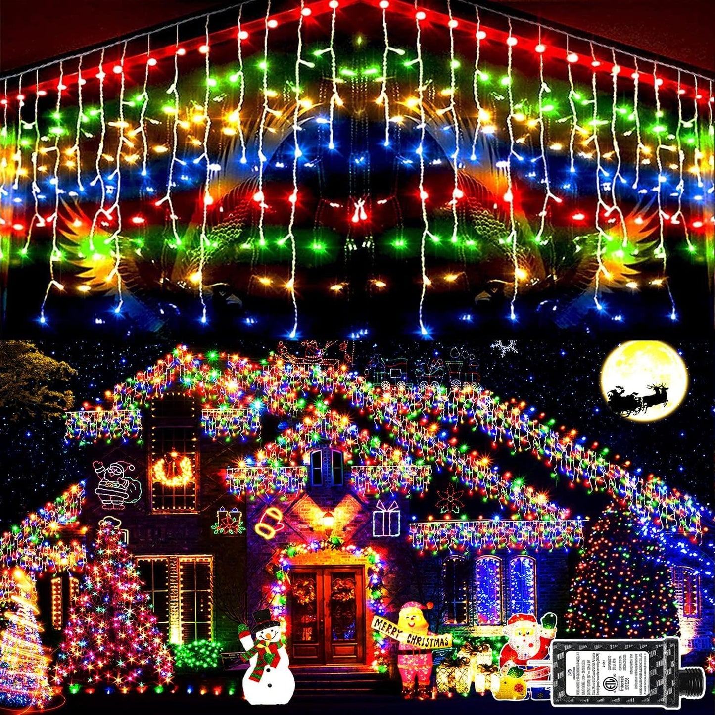 KNONEW LED Christmas Lights Multicolor 164FT 1600LED Waterproof 8 Modes Fairy String Lights Model KN-1000-LIG168-01