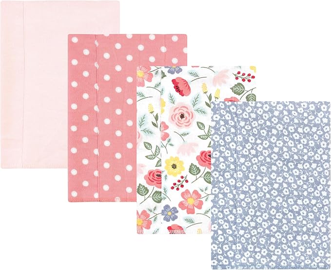 Luvable Friends Hudson Baby Flannel Burp Cloths 4pk, Blush Floral