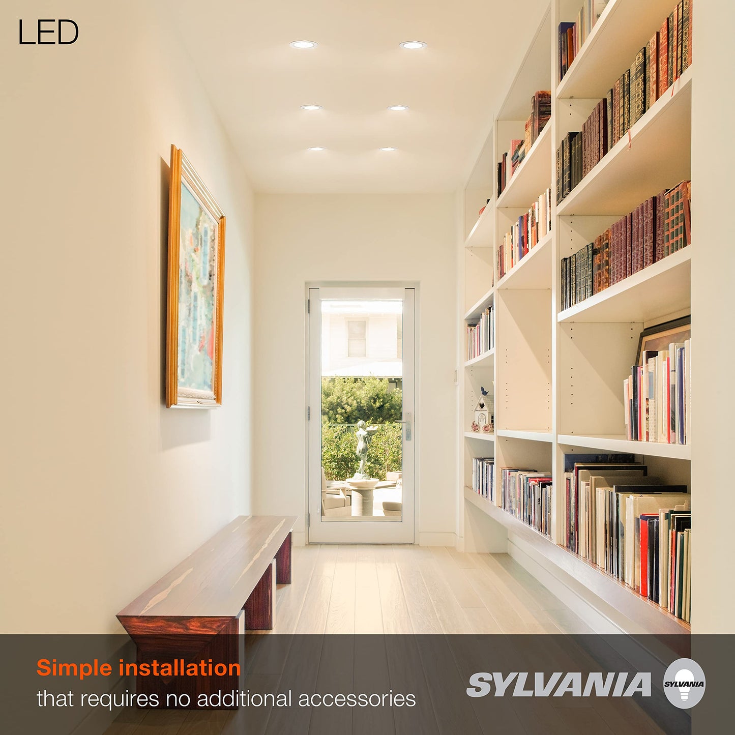 Sylvania 4  Led Recessed Lighting Downlight With Trim  Dimmable  7.5W=65W  600 Lumens  White 3000K  Wet Rated / Ul / Energy Star - 4 Pack (62022)