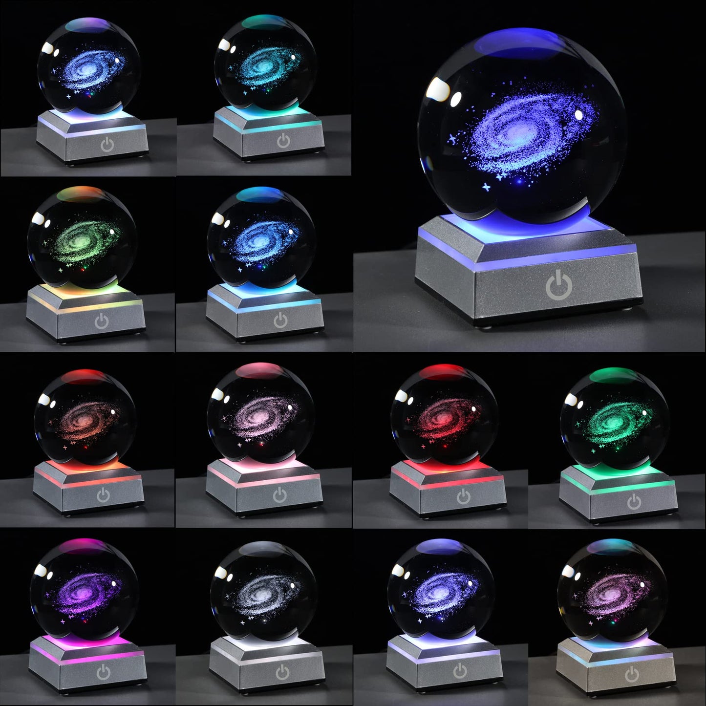Qianwei 3D Galaxy Crystal Ball with Colorful LED Base, Clear Glass Sphere, Model 5809b1aa7e0f8f34fcab0c89acda1