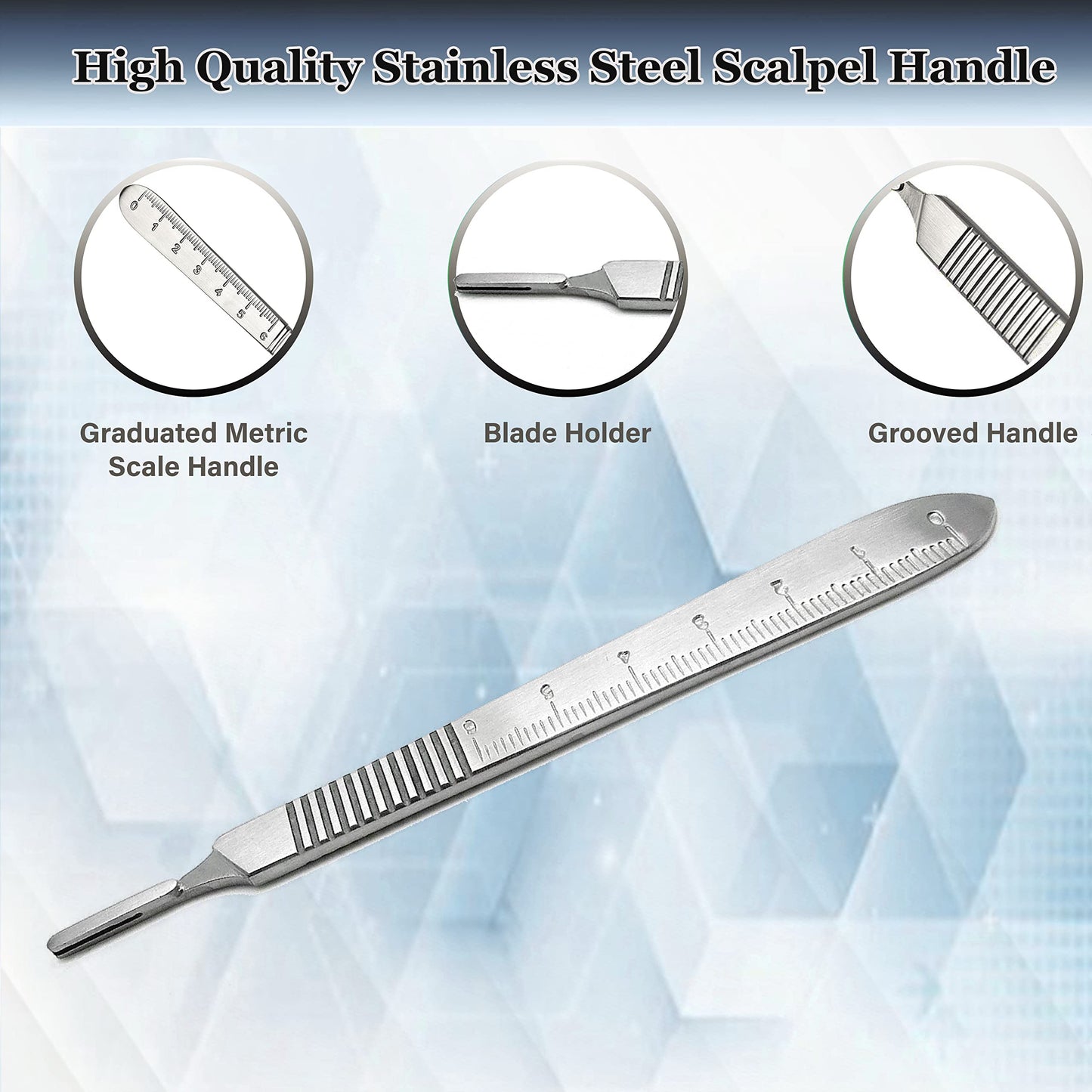 Premium Quality Scalpel Handle #3, Stainless Steel (Fits Size 9-16 Scalpel Blades)