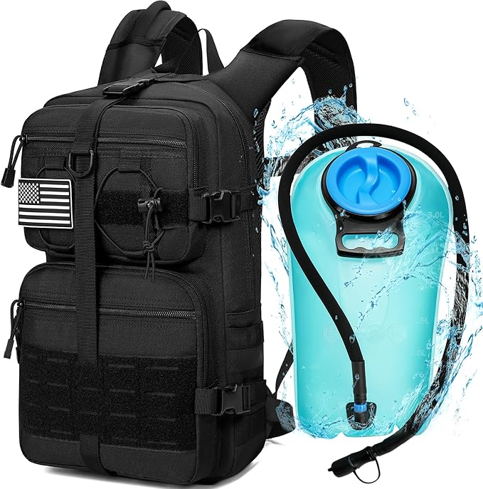 1050D Tactical Hydration Backpack with 3L TPU Water Bladder, Military Molle Water Backpack Perfect for Men & Women, Hydrat...