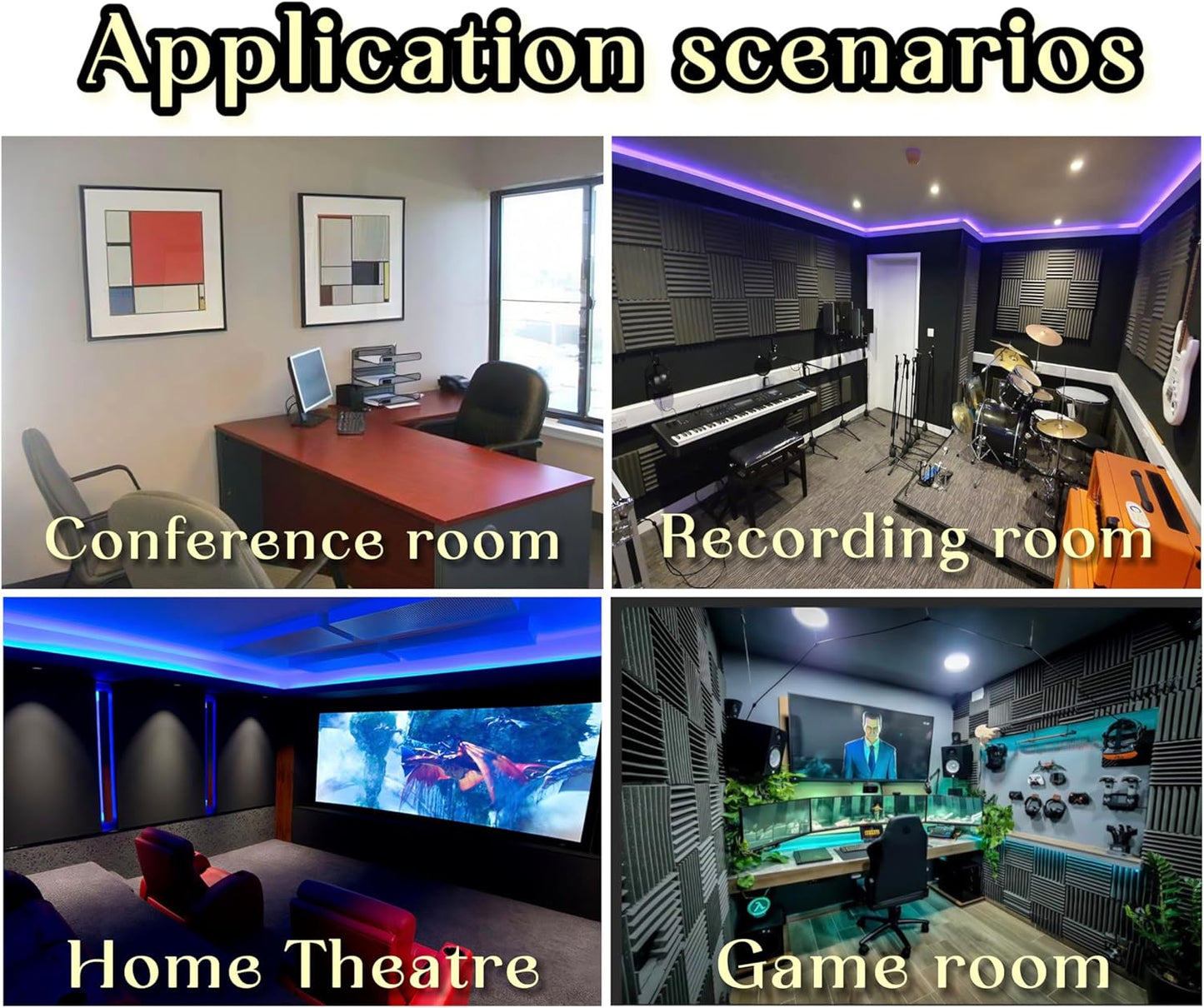 6 Pack Sound Proof Foam Panels for Wall,12" X 12" X 2" Egg Crate Soundproof Wall Panels for Studio,Room Acoustic Treatment Foam,Sound Absorbing Foam Black (6Black)
