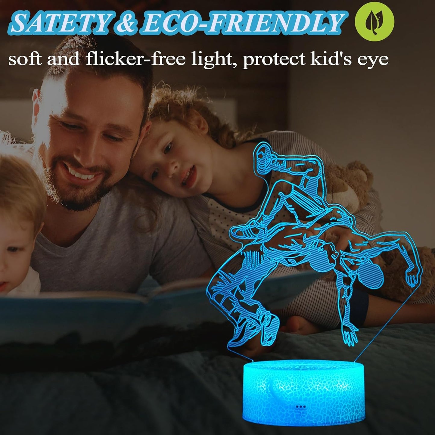 Wrestling Night Light, Wrestler Gifts, Wrestler 3D Illusion Lamp with 16 Colors Changing, Remote Control and Dimmable, Kids Boys Girls Room Decoration, Holiday Xmas Gifts