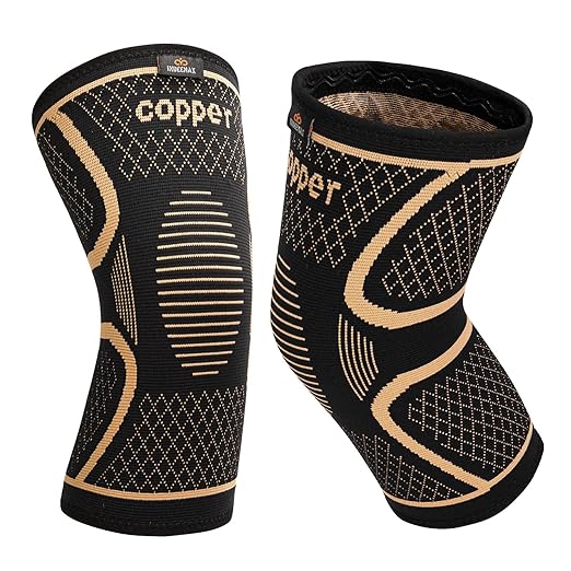 INDEEMAX Copper Knee Brace for Women Men 2 Pack, Knee Compression Sleeve for Knee Pain, Arthritis, Running,Sports and Reco...