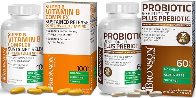 Probiotic 50 Billion CFU + Prebiotic with Apple Polyphenols & Pineapple Fruit Extract + Vitamin B Complex Sustained Release