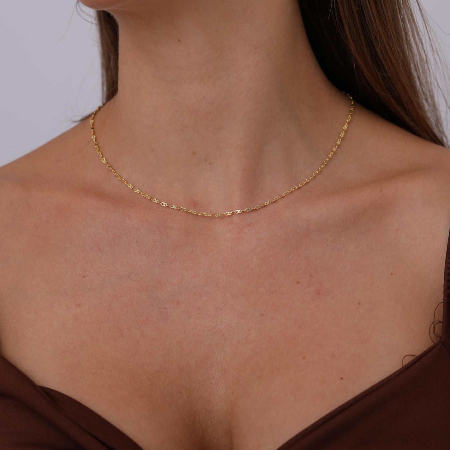BERISO 14K Gold Plated Choker Necklace for Women Lip Chain Necklace
