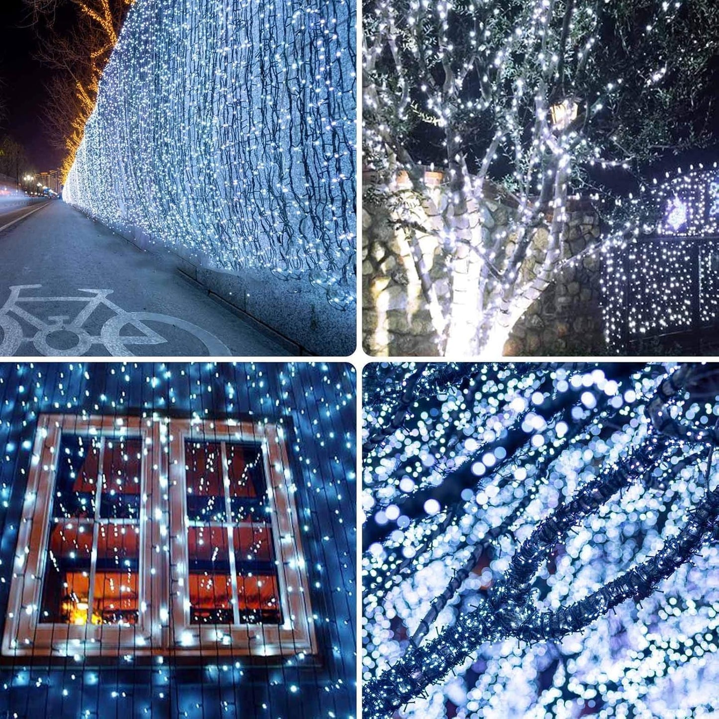 Albelt 4 Pack Solar String Lights, 480 LED, 170 FT, Waterproof, 8 Modes, Cool White, Model SSLGW