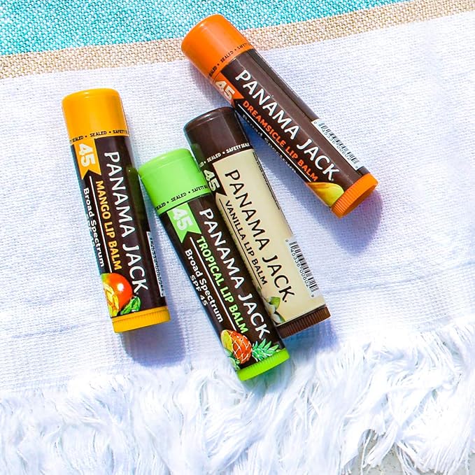 Panama Jack Sunscreen Lip Balm - SPF 45, Broad Spectrum UVA-UVB Sunscreen Protection, Prevents & Soothes Dry, Chapped Lips, Vanilla, Pack of 2