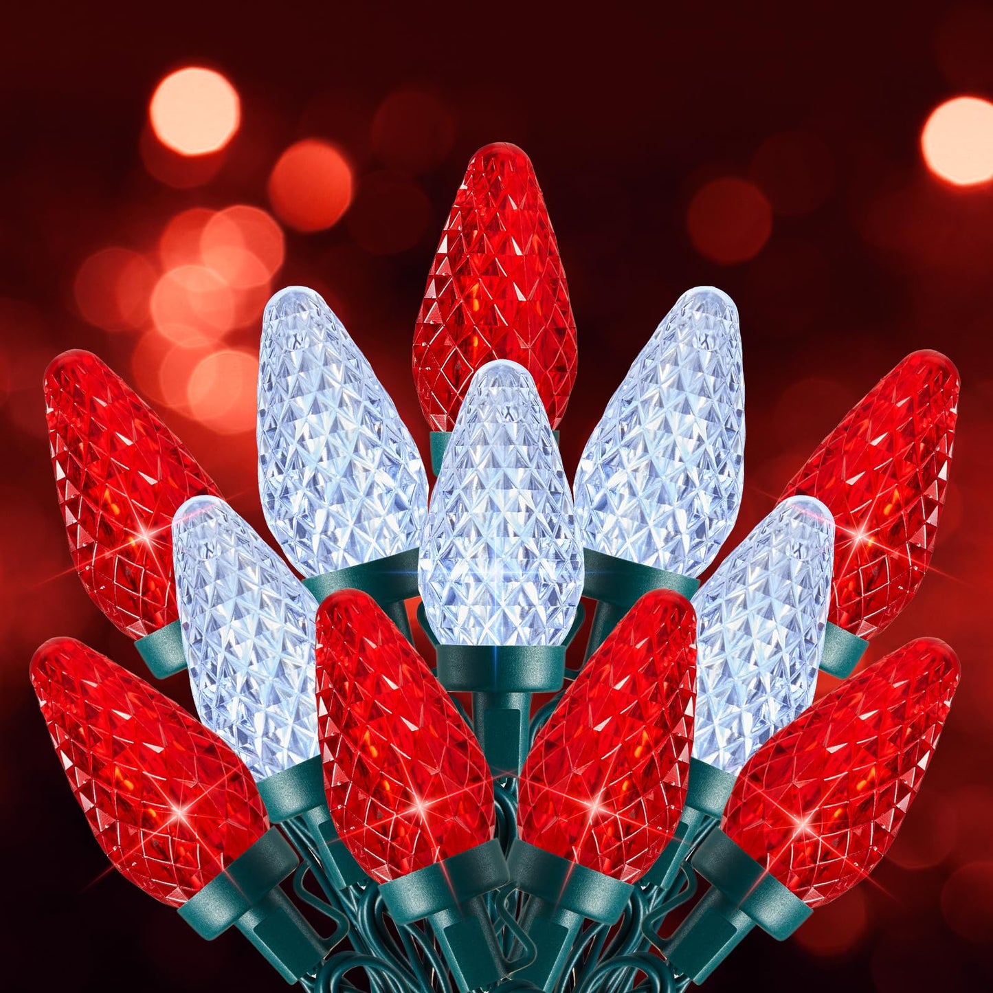 C9 Christmas Lights Outdoor  100 Ft 150 Led Connectable C9 String Lights With 8 Modes And Timer Xmas Tree Patio Roofline Garden Yard Holiday Party Indoor Outdoor Decoration  Red And White