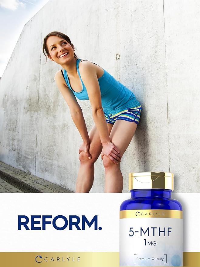 Carlyle 5-MTHF Folate Supplement | 1mg | 120 Capsules | Premium Quality L Methylfolate | Non-GMO, Gluten Free