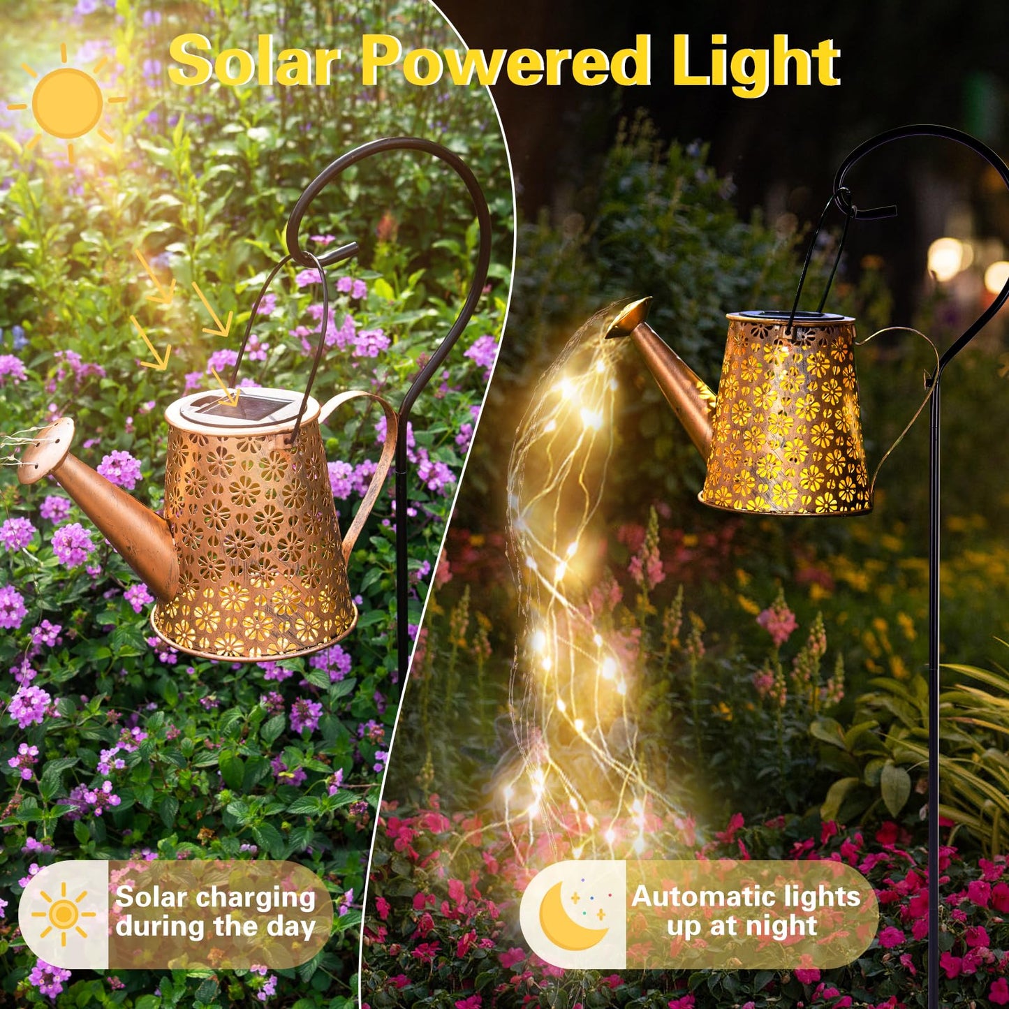 Enriprt Solar Watering Can Lights - Copper Ip65 Waterproof Lantern For Garden & Pathway, Model Kj023, Outdoor Decor, Great Gift Idea