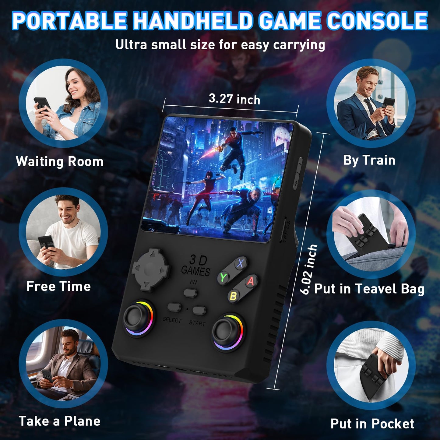 V40 PRO Upgraded Retro Handheld Game Console, Built in 35,000+Classic Games, 36+Simulators, Linux System, 3.5-inch 4K HD IPS Screen Video Player, 256GB TF Card, Portable Pocket Arcade Console (Black)
