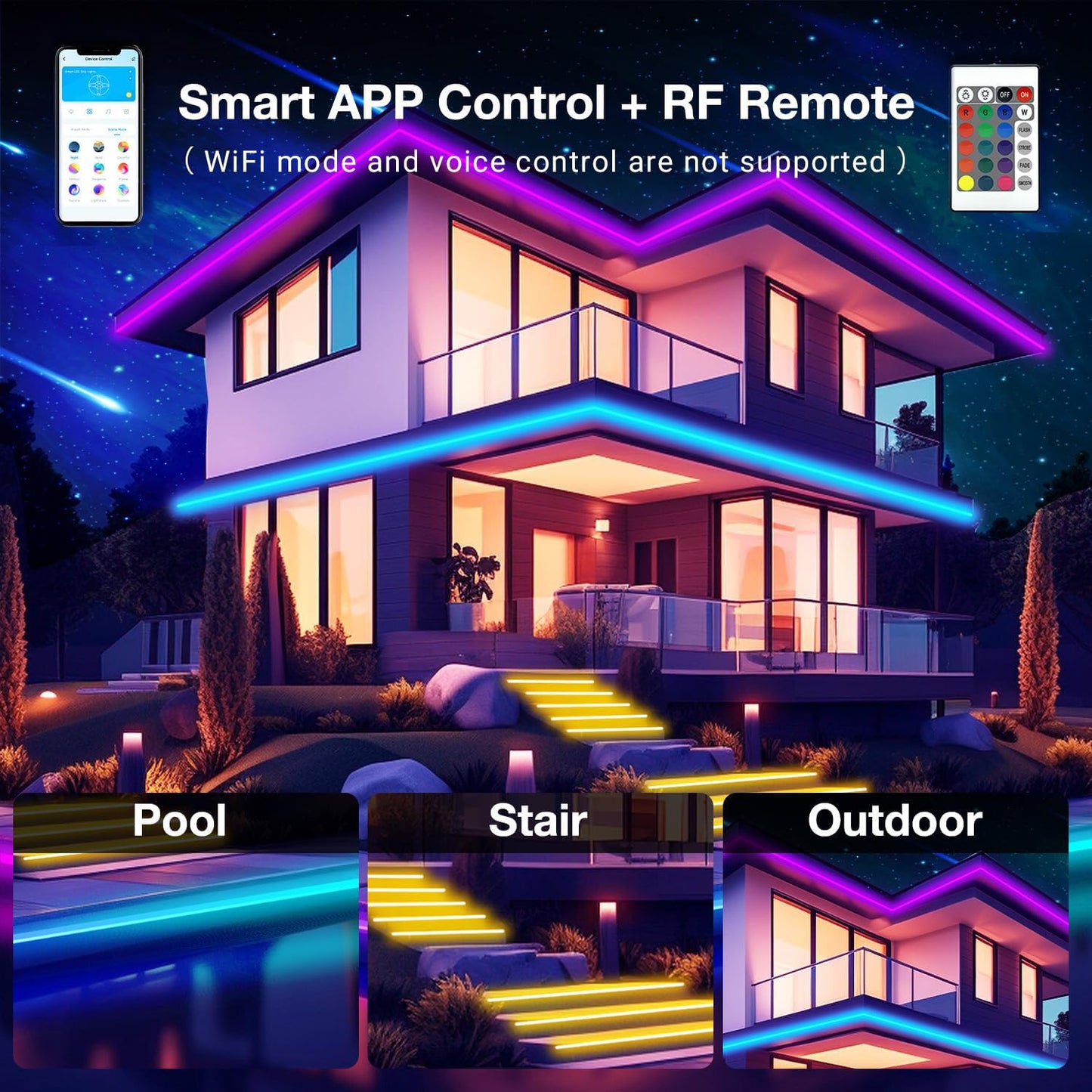 Daybetter Outdoor Led Strip Lights  Ip67 Waterproof Led Lights With Remote  App Control  Color Changing Led Rope Lights For Bedroom  Bathroom  Roof  Balcony  Pool  24V