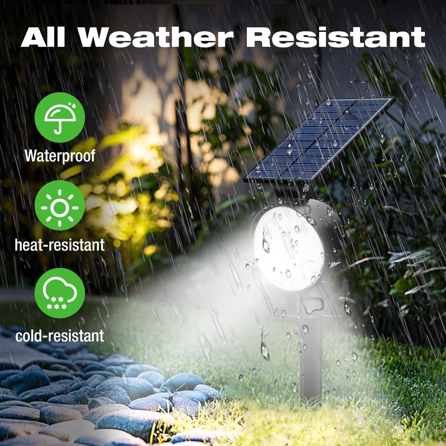 Nipify 2 Pack Solar Spot Lights Outdoor Waterproof With 3 Modes  Solar Spotlight Light For Outside Yard Landscape Lighting Pathway Lights Wall  Cool White